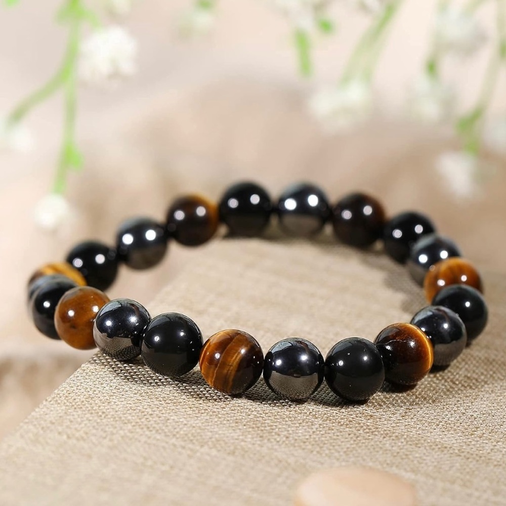 🆕New Triple Protection Bracelet 8mm Healing Gemstone Bracelet